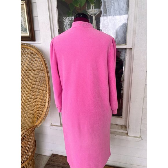 Vintage 1960s Vanity Fair Pink Fleece Robe MOD Sz M - Picture 2 of 10